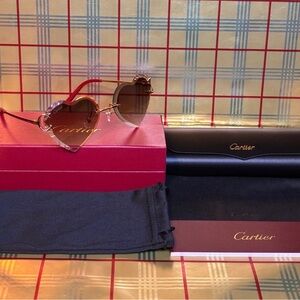 CARTIER BIG C RIMLESS HEATT SHAPED SUNGLASSES